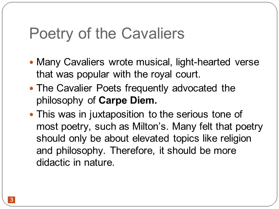 what did the cavalier poets write about